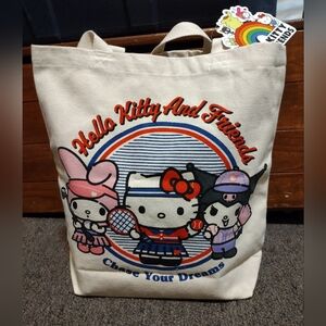 Hello Kitty Cream Tote Bag with Multicolor Design 13.5"